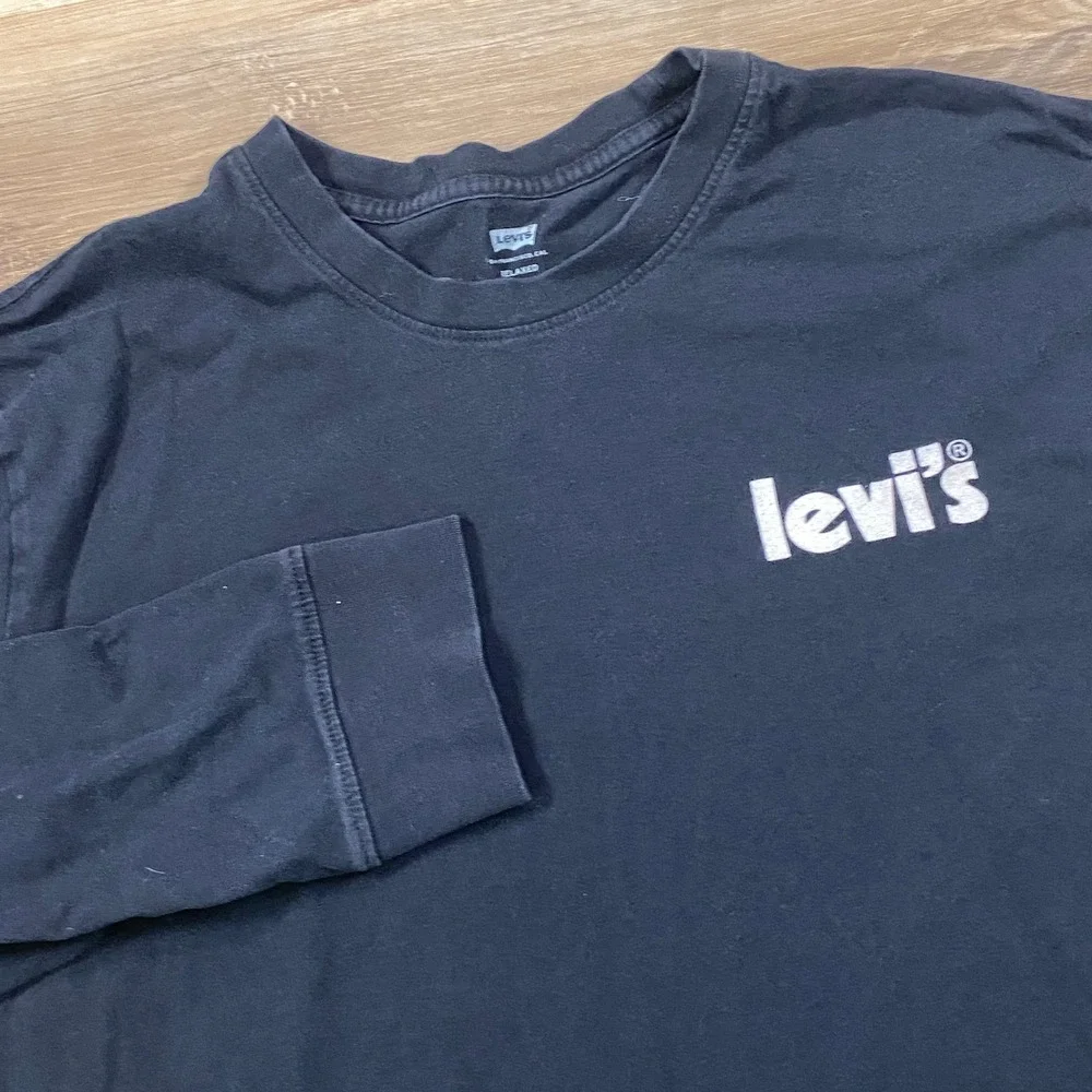 Levi's Long Sleeve Shirt Mens L Relaxed Cotton Graphic Tee Black Streetwear